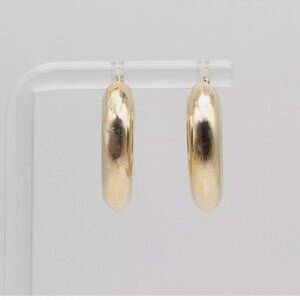6mm 14k Yellow Gold HOOP Earrings 1"